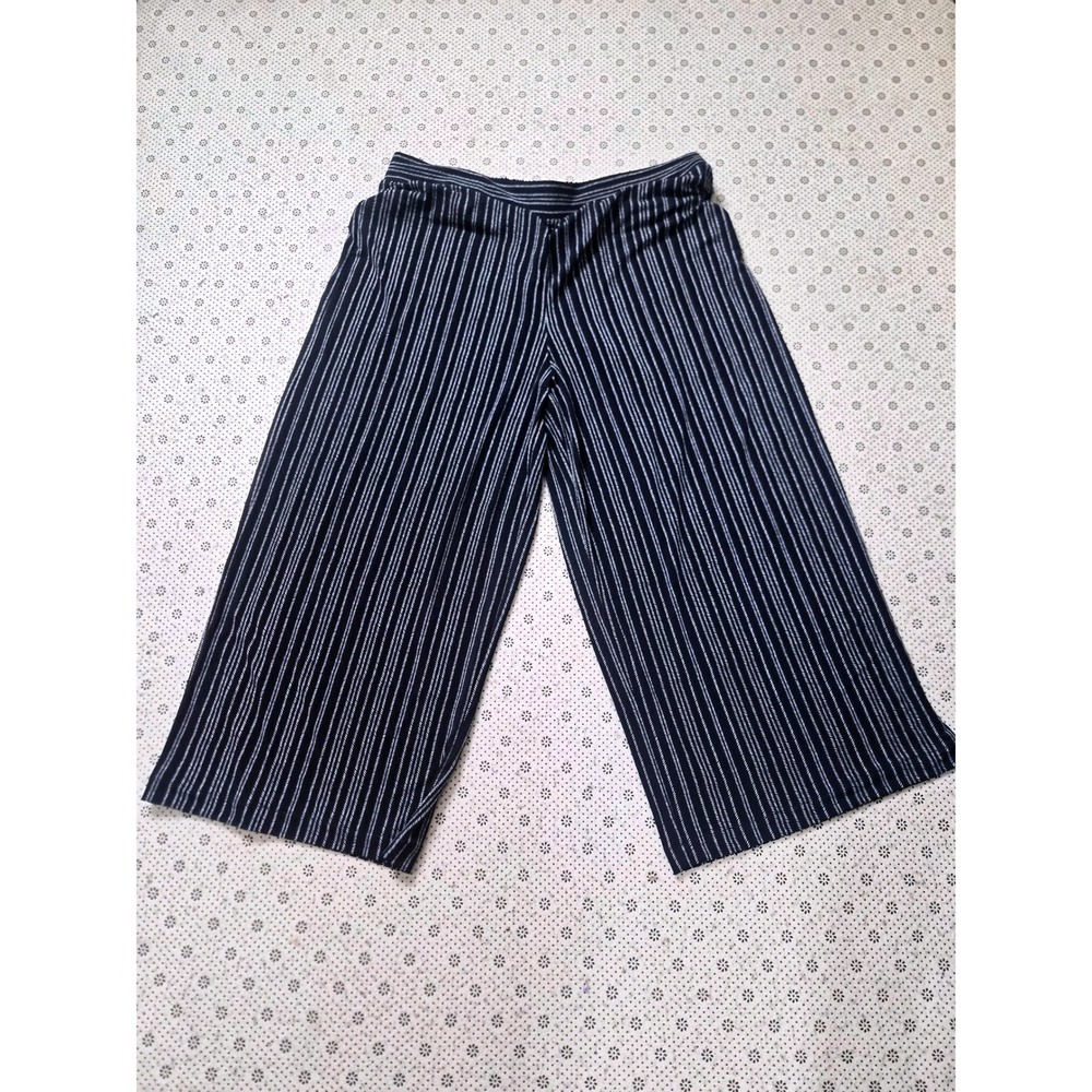 Adrianna Papell XL Navy Blue White Striped Wide Leg Elastic Waist Pants